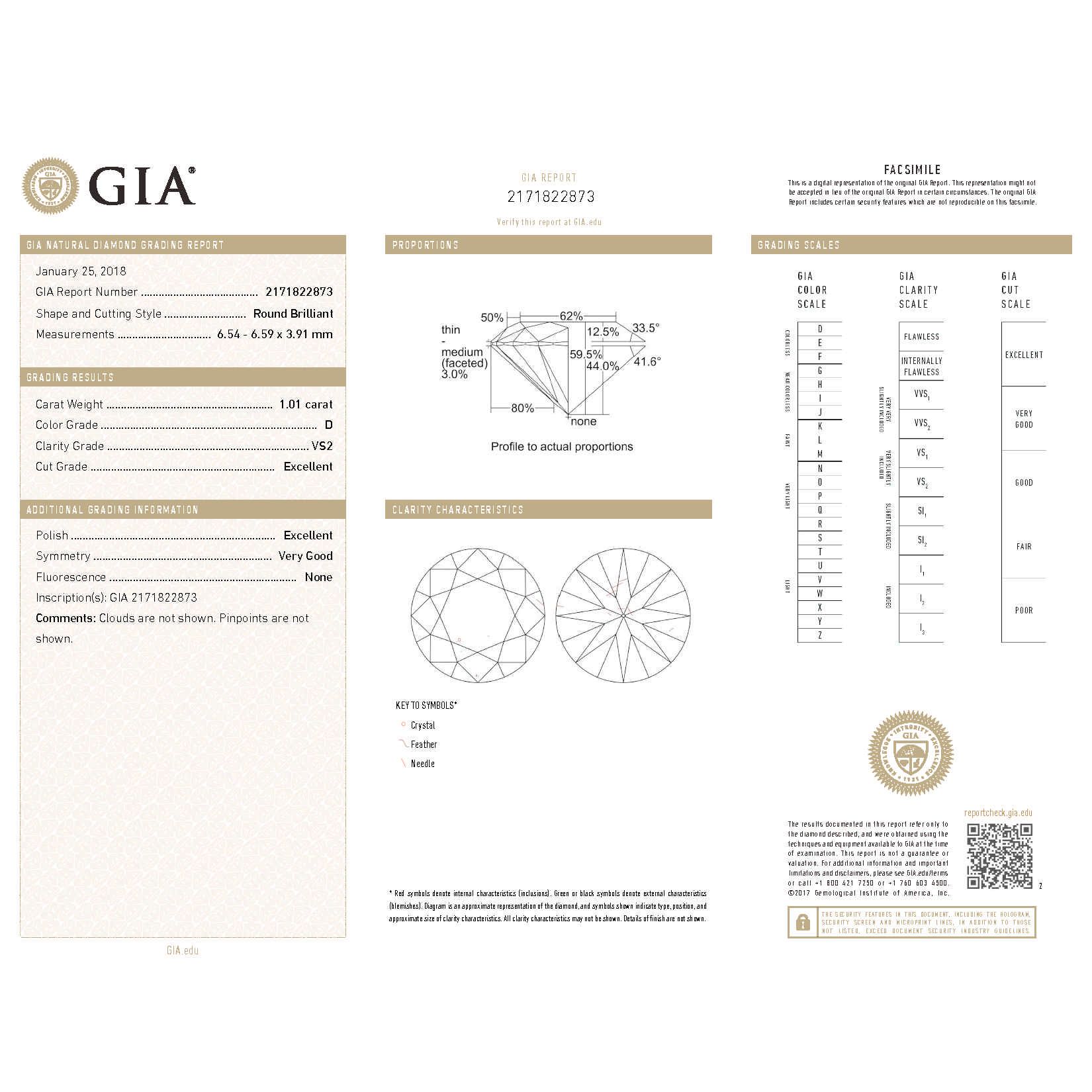  White Diamond Ring, 2.16 Ct. TW, Round shape, GIA Certified, 2171822873