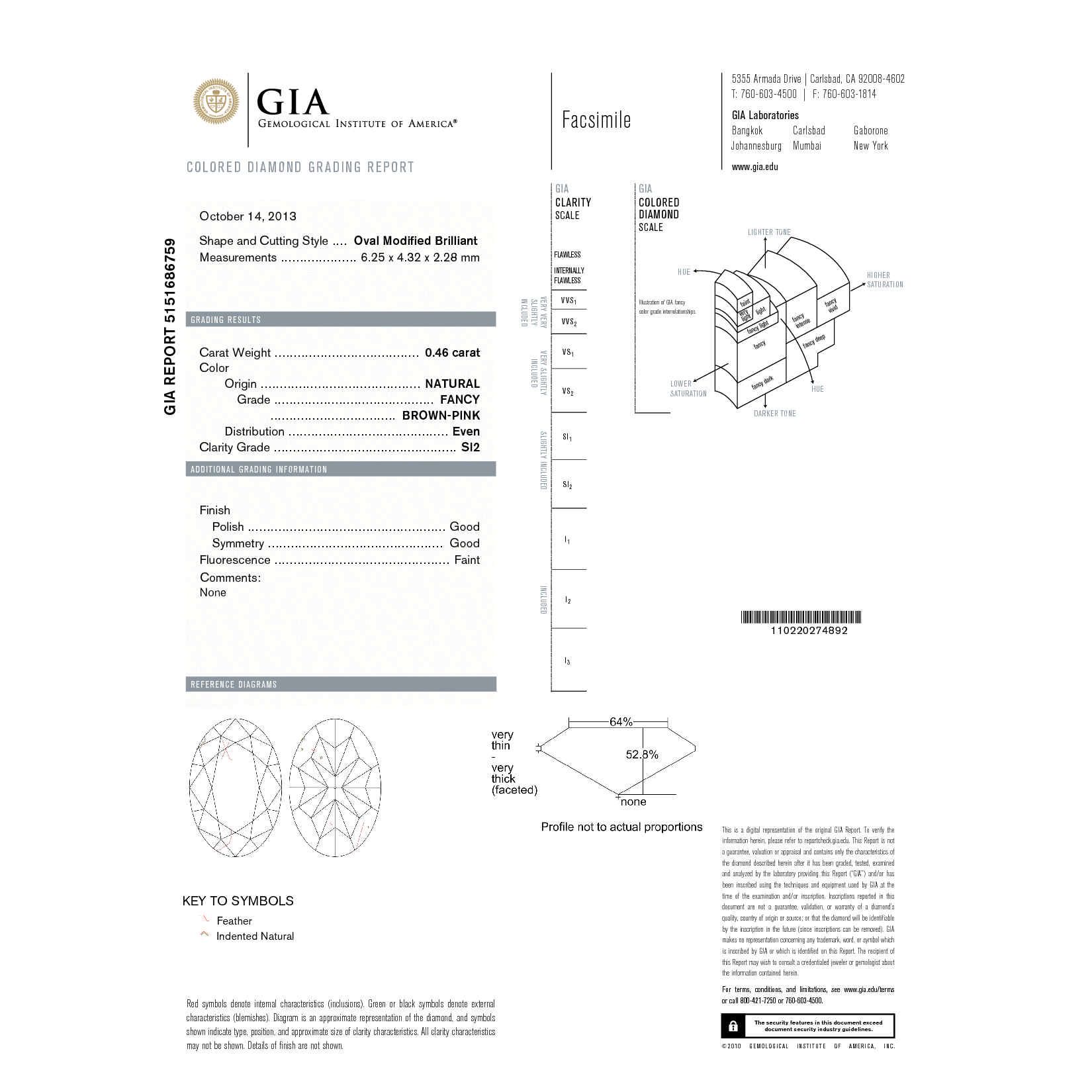 Fancy Brown Pink Diamond Ring, 0.46 Carat, Oval shape, GIA Certified, 5151686759