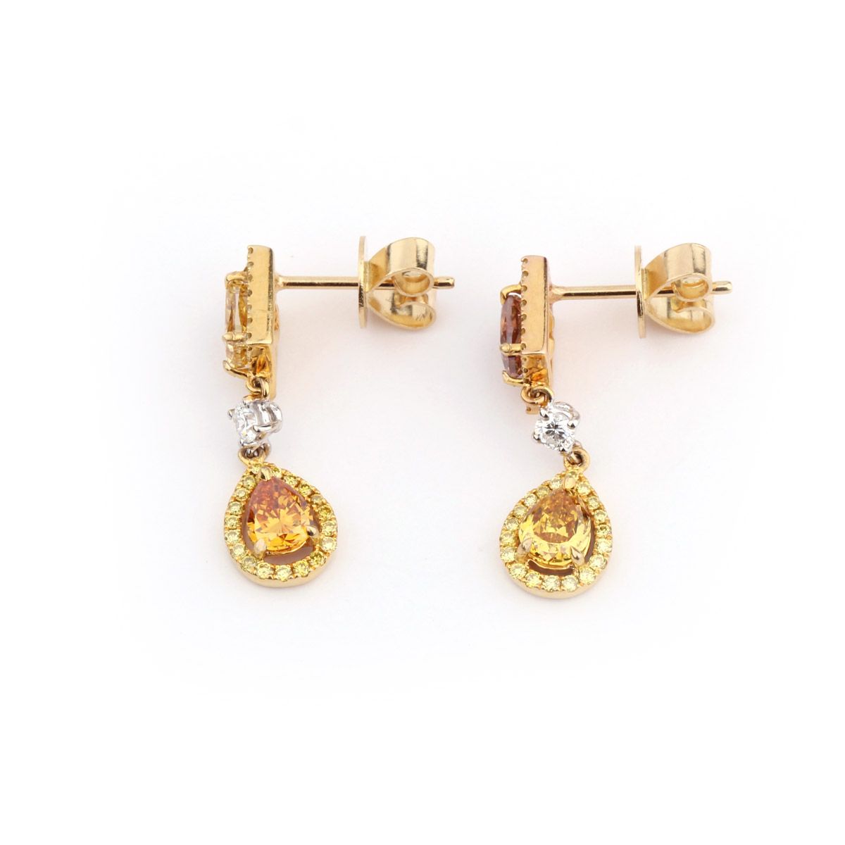 Fancy Mix Diamond Earrings, 1.64 Carat, Radiant shape, GIA Certified, JAEF05130504