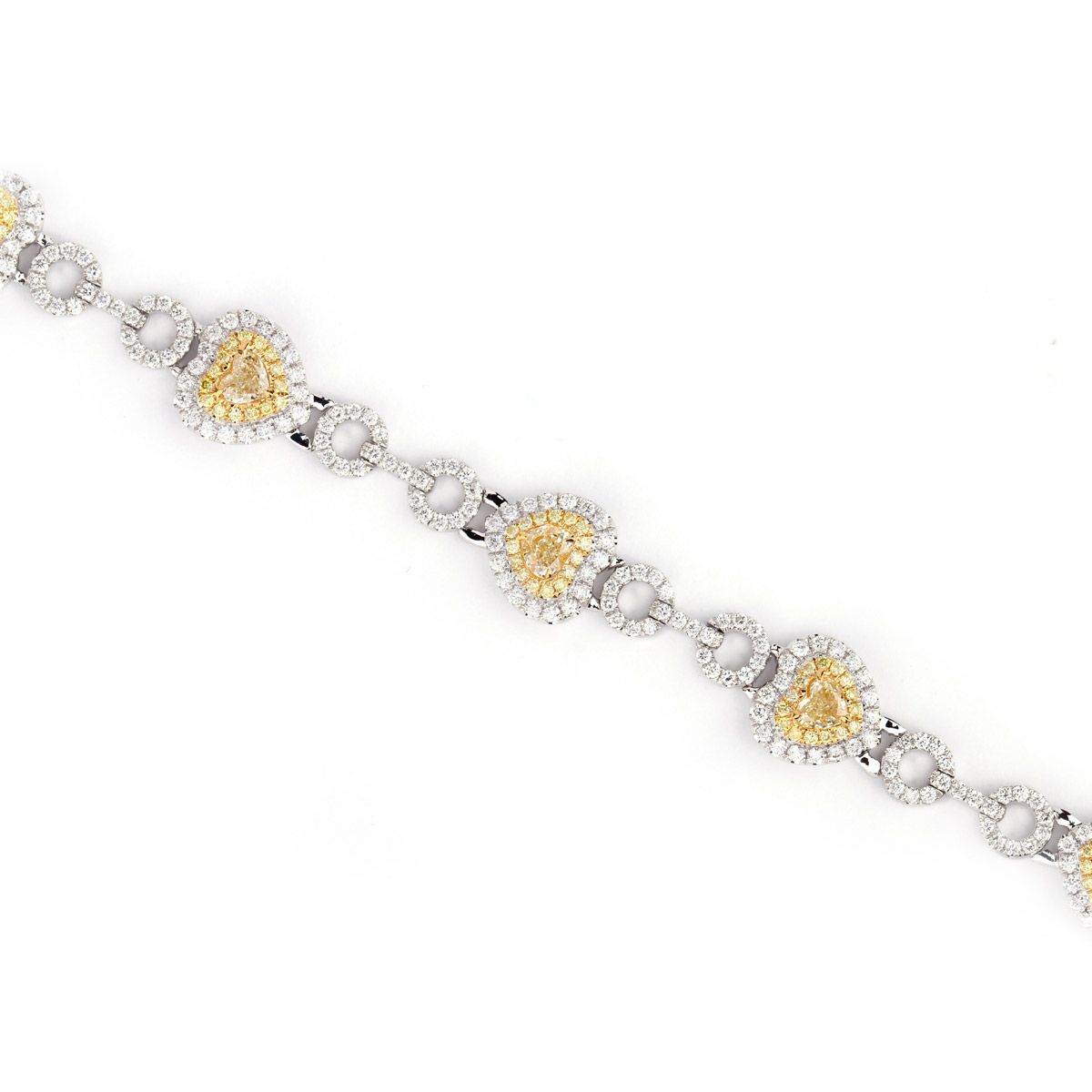 Fancy Yellow Diamond Bracelet, 1.76 Ct. (4.16 Ct. TW), Heart shape, EG_Lab Certified, J5726116735