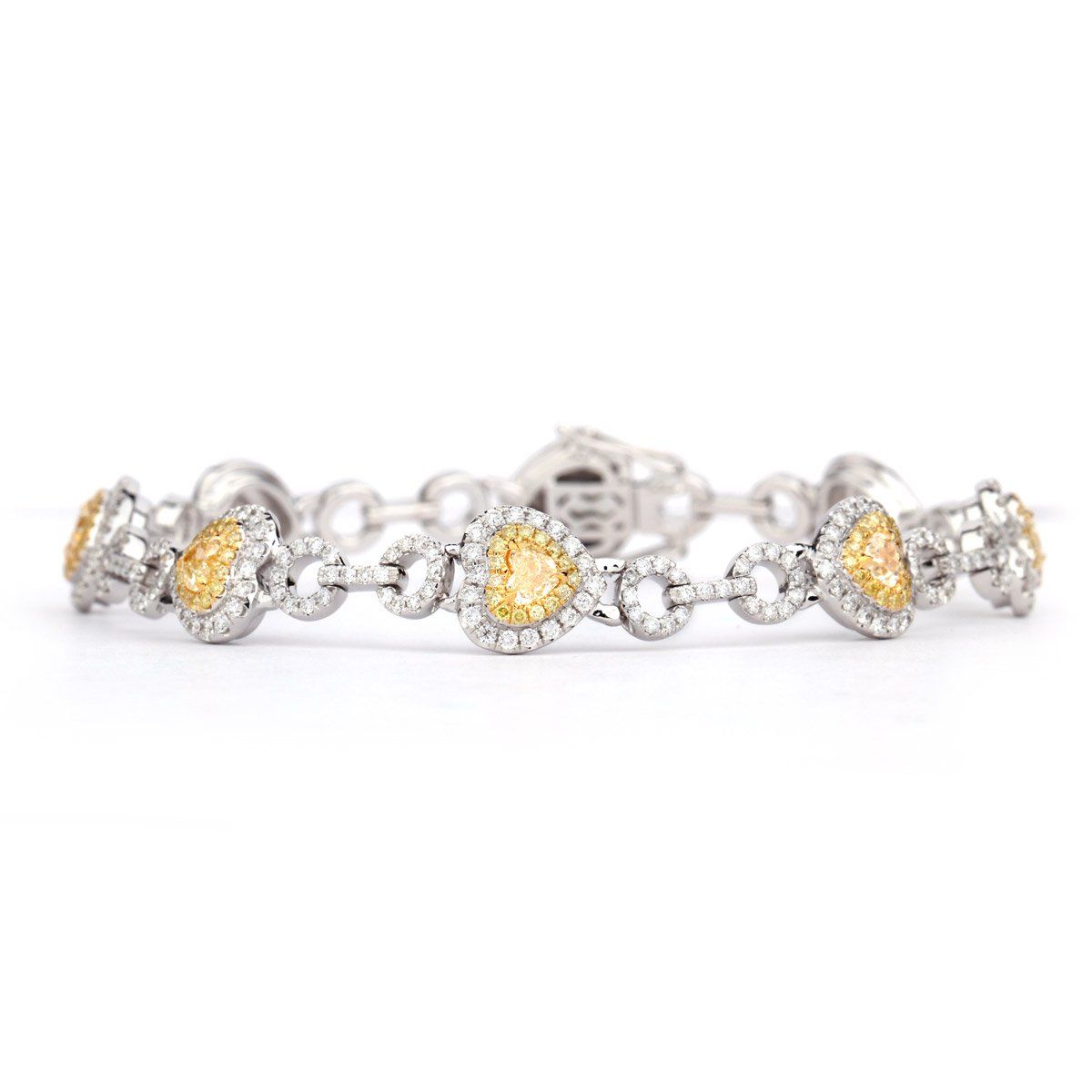 Fancy Yellow Diamond Bracelet, 1.76 Ct. (4.16 Ct. TW), Heart shape, EG_Lab Certified, J5726116735