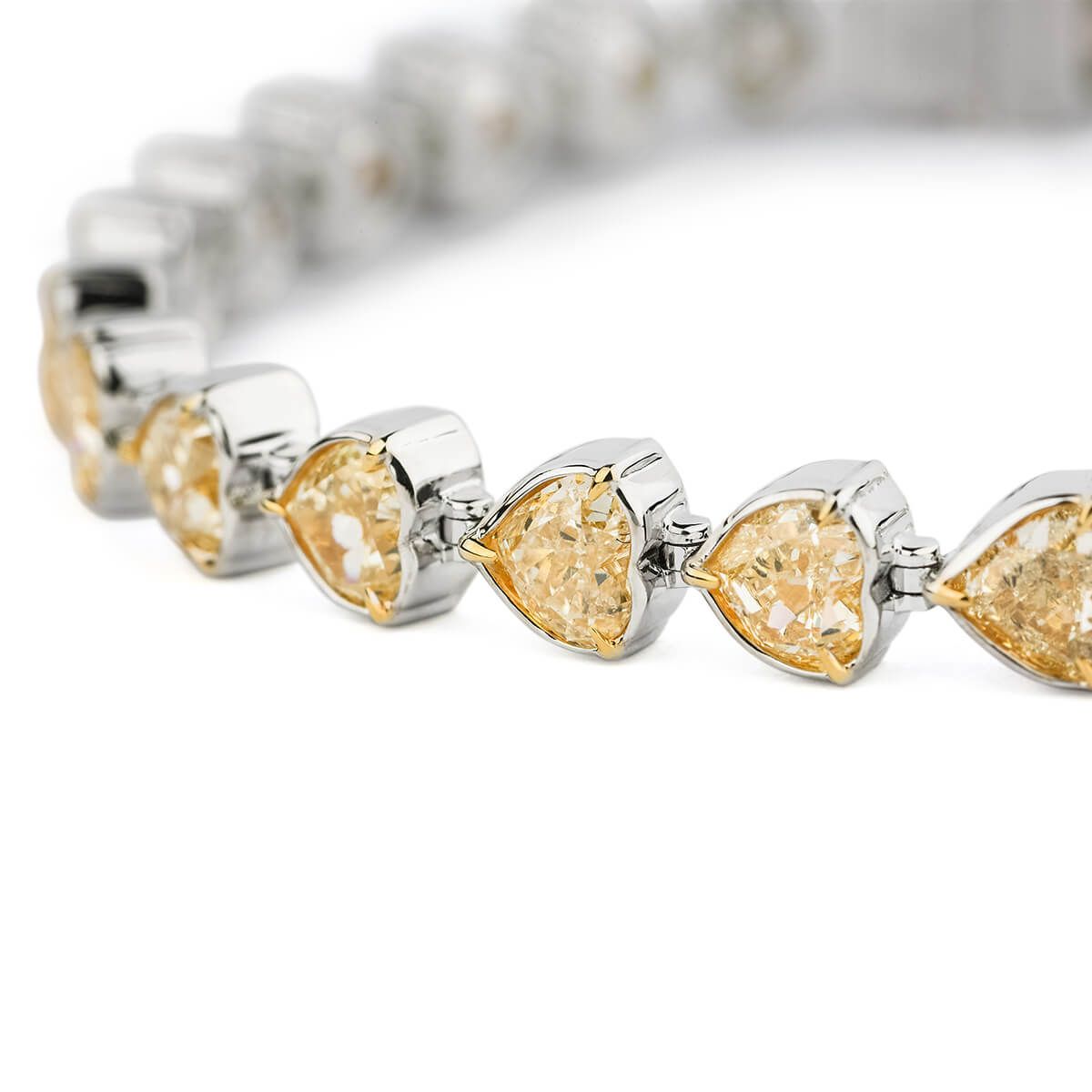 Fancy Intense Yellow Diamond Bracelet, 13.73 Carat, Heart shape, EG_Lab Certified, J5826064940