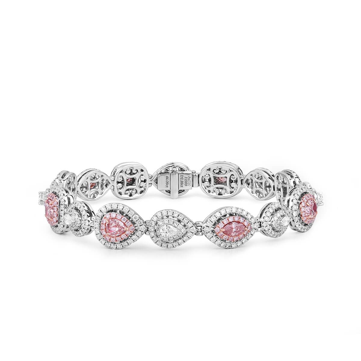 Fancy Orangy Pink Diamond Bracelet, 6.48 Ct. TW, Pear shape, GIA Certified, JCBF05387386