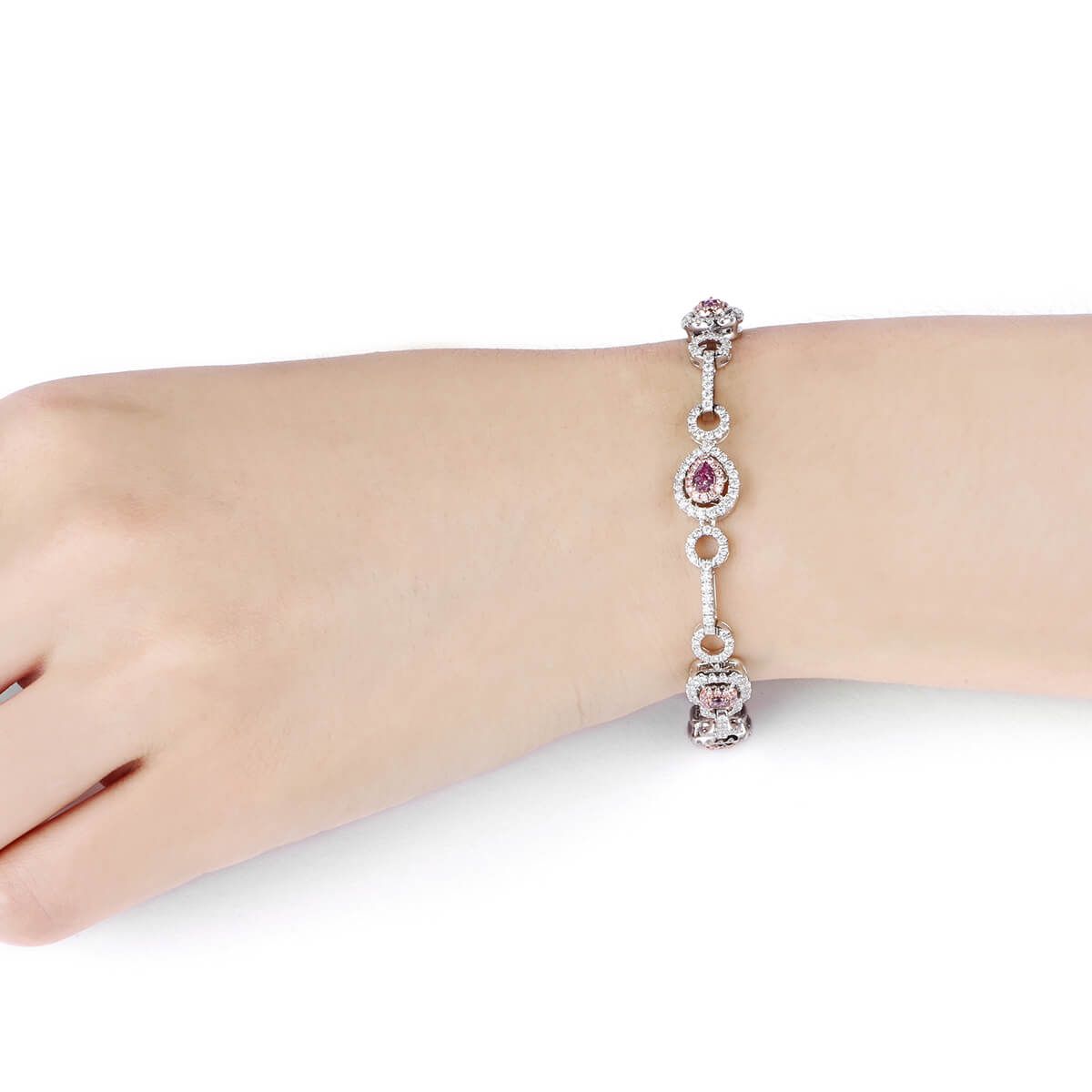 Fancy Deep Pink Purple Diamond Bracelet, 0.85 Ct. (3.12 Ct. TW), Mix shape, GIA Certified, JCBF05390266