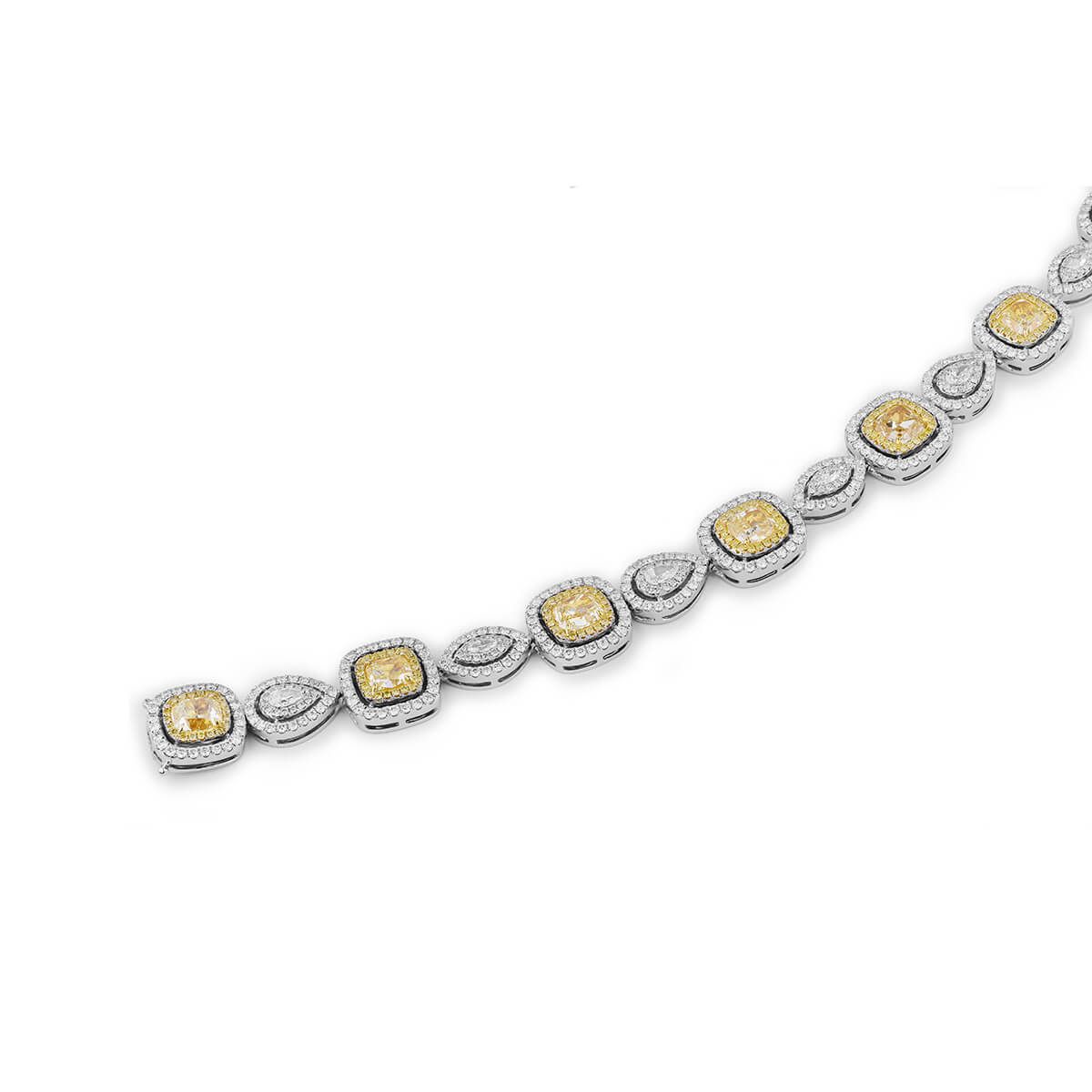 Light Yellow (S-T) Diamond Bracelet, 8.14 Ct. (12.82 Ct. TW), Cushion shape, GIA Certified, JCBF05391372