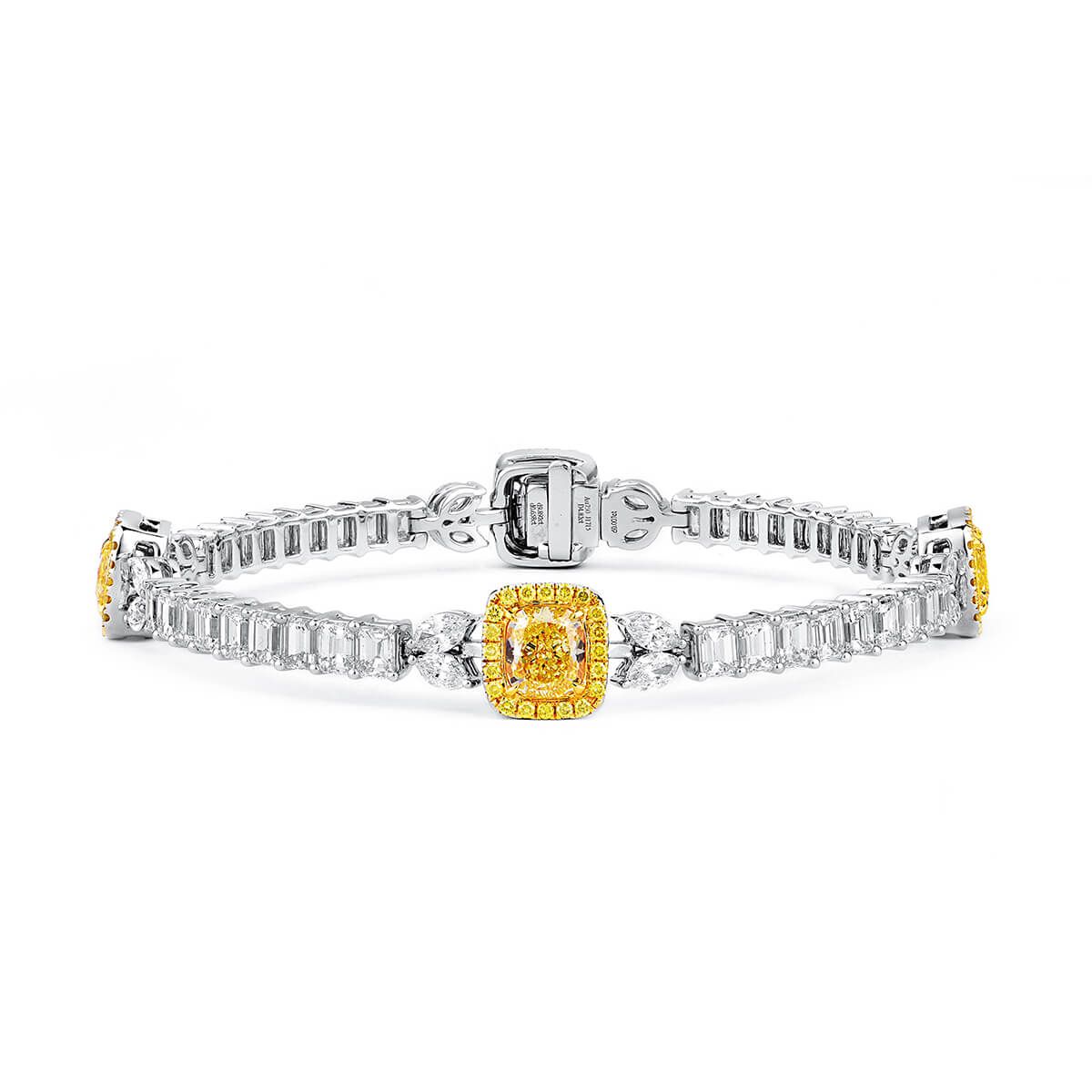 Fancy Yellow Diamond Bracelet, 4.82 Ct. (15.38 Ct. TW), Cushion shape, GIA Certified, JCBF05403665