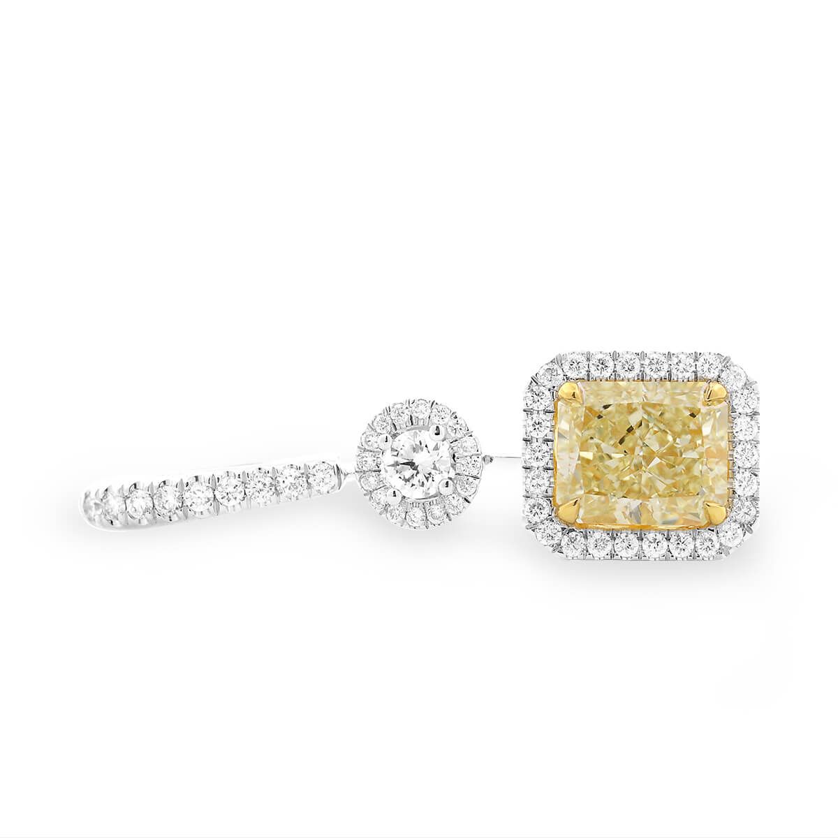 Light Yellow (Y-Z) Diamond Earrings, 0.90 Carat, Radiant shape, GIA Certified, JCEF01061005