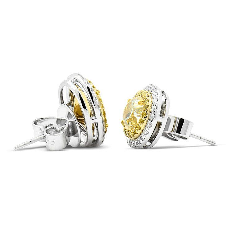 Fancy Light Yellow Diamond Earrings, 4.23 Ct. (4.91 Ct. TW), Oval shape, GIA Certified, JCEF05260322