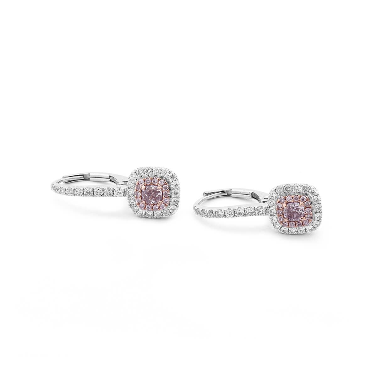 Fancy Brownish Purplish Pink Diamond Earrings, 0.59 Ct. (1.15 Ct. TW), Radiant shape, GIA Certified, JCEF05337237