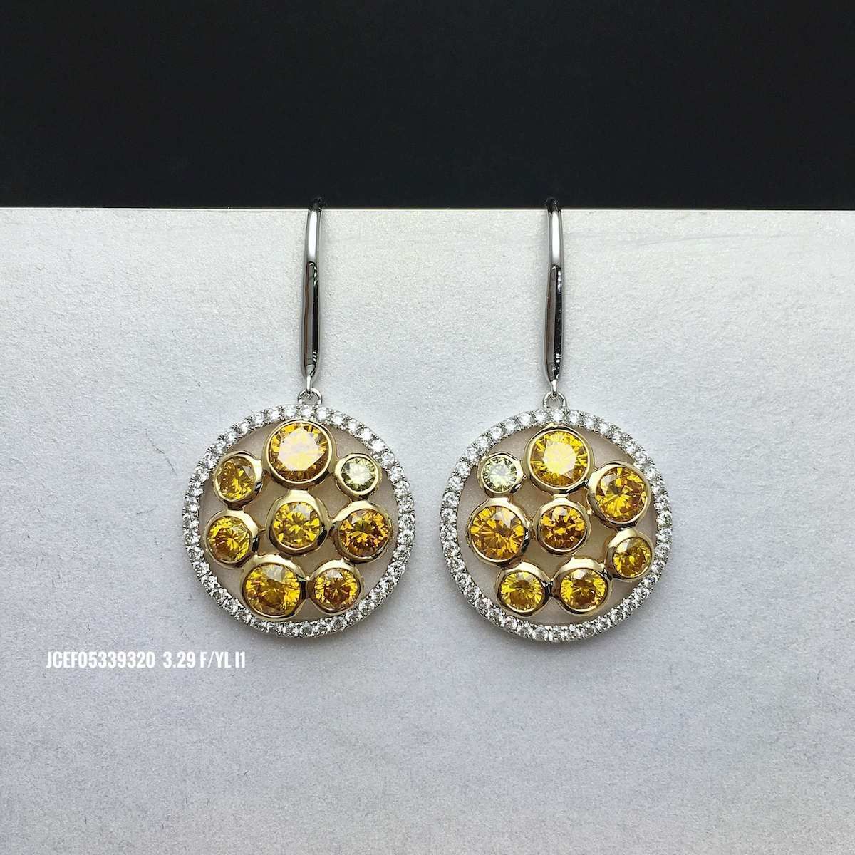 Fancy Yellow Diamond Earrings, 3.29 Ct. (4.03 Ct. TW), Mix shape, EG_Lab Certified, J5826061735