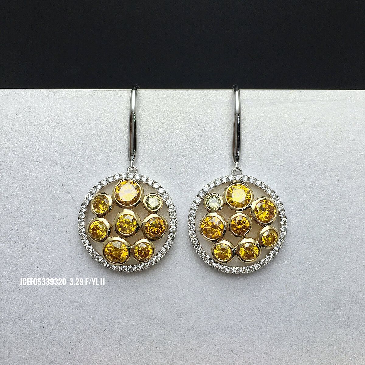 Fancy Yellow Diamond Earrings, 3.29 Ct. (4.03 Ct. TW), Mix shape, EG_Lab Certified, J5826061735
