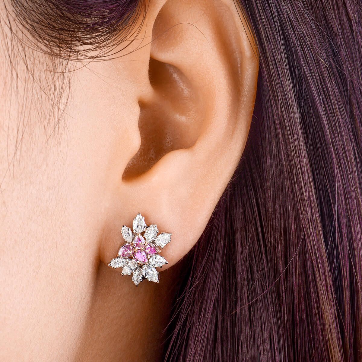 Fancy Pink Diamond Earrings, 0.88 Ct. (2.20 Ct. TW), Pear shape, EG_Lab Certified, J5826065537