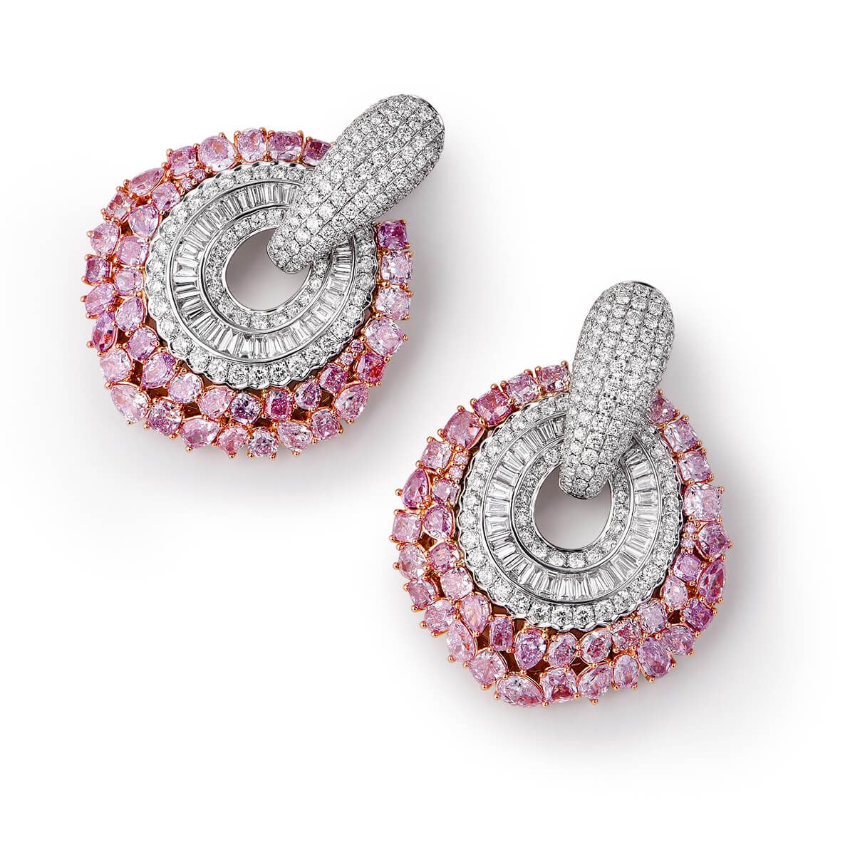 Fancy Pink Diamond Earrings, 8.73 Ct. (14.46 Ct. TW), Mix shape