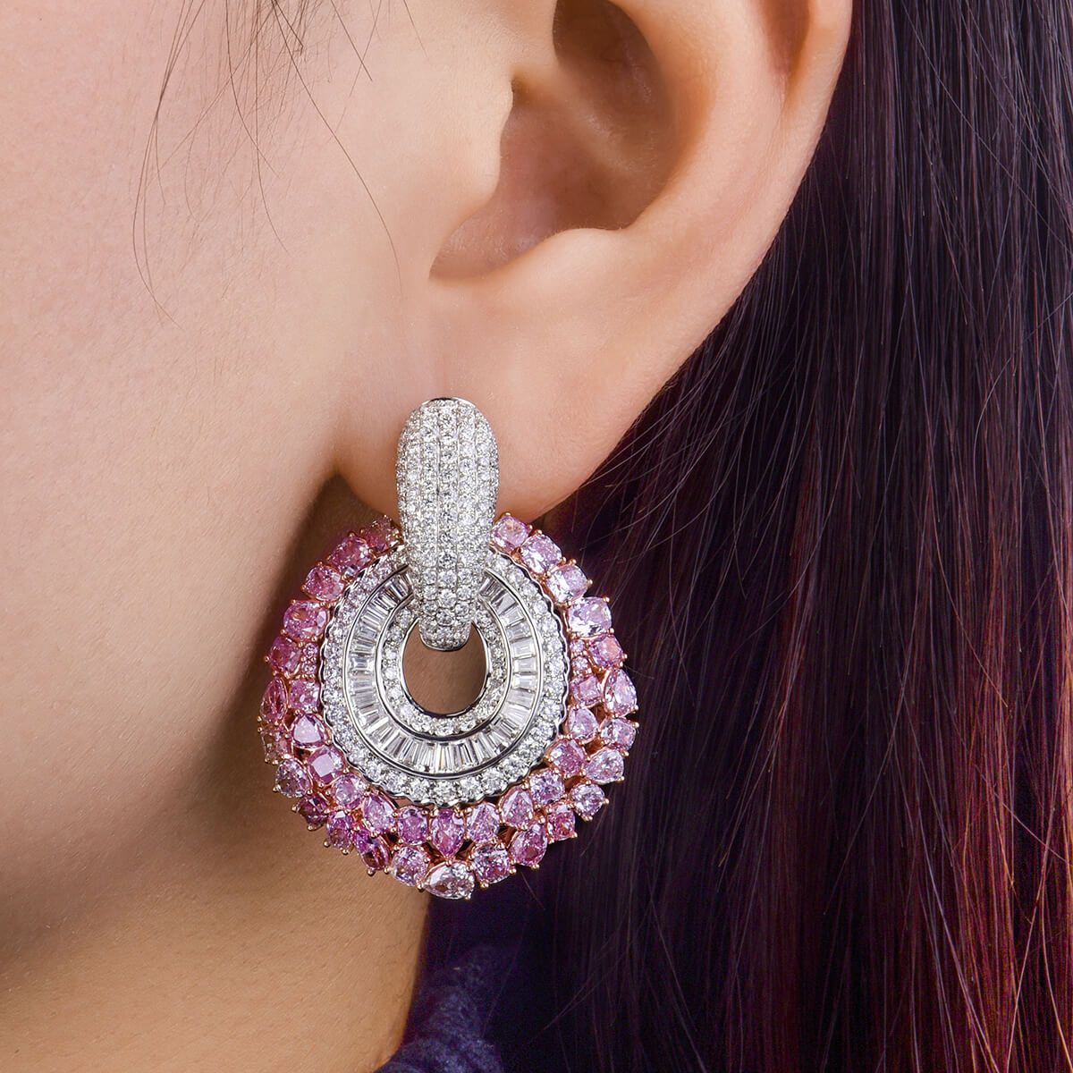Fancy Pink Diamond Earrings, 8.73 Ct. (14.46 Ct. TW), Mix shape