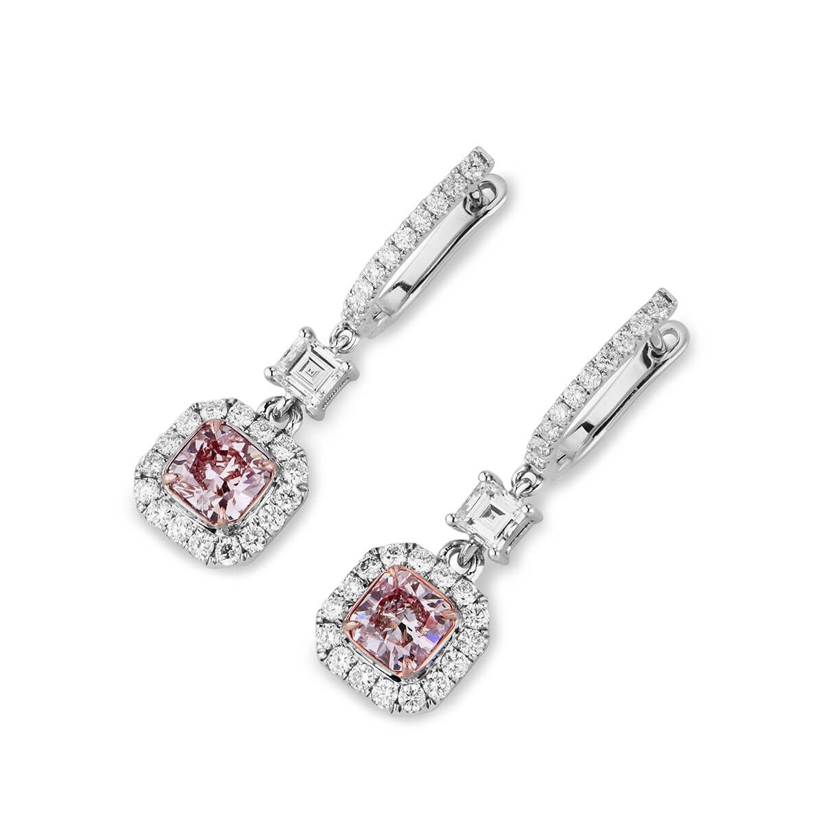 Faint Pink Diamond Earrings, 1.63 Ct. TW, Radiant shape, GIA Certified, JCEF05389896