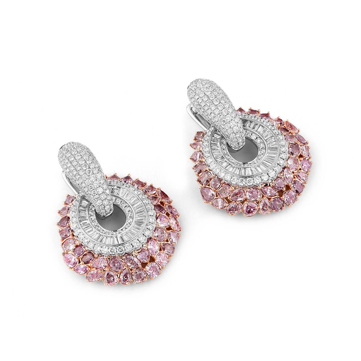 Fancy Pink Diamond Earrings, 13.66 Ct. TW, Mix shape