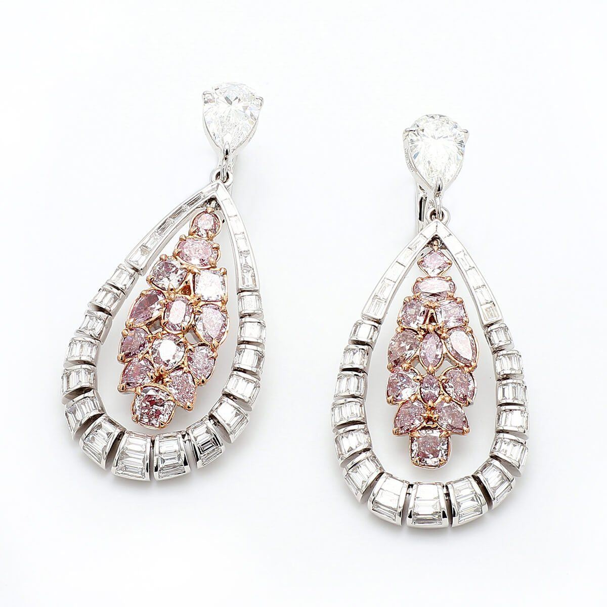  White Diamond Earrings, 2.04 Ct. (7.65 Ct. TW), Pear shape, GIA Certified, JCEF05404057