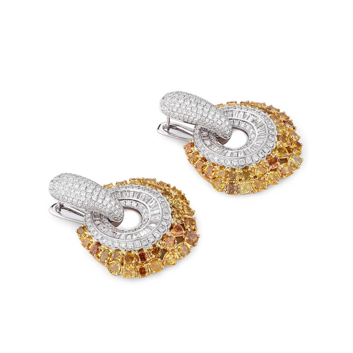 Fancy Yellow Diamond Earrings, 14.32 Ct. TW, Mix shape