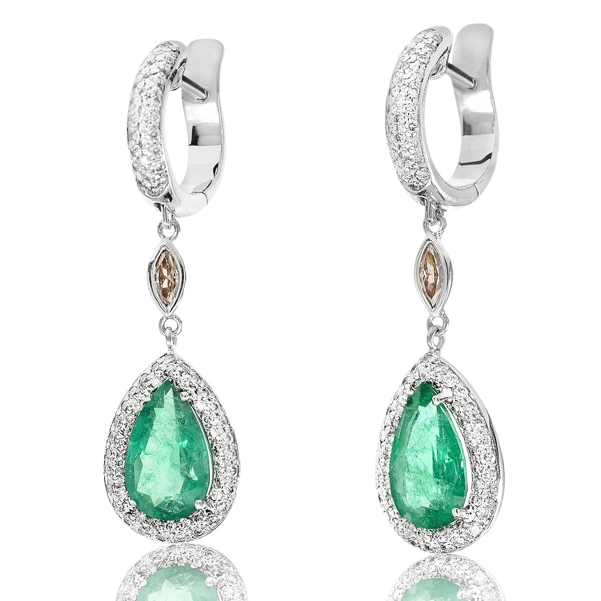 Natural GREEN Emerald Earrings, 3.70 Ct. (5.14 Ct. TW), EG_Lab Certified, J5926074336, Unheated