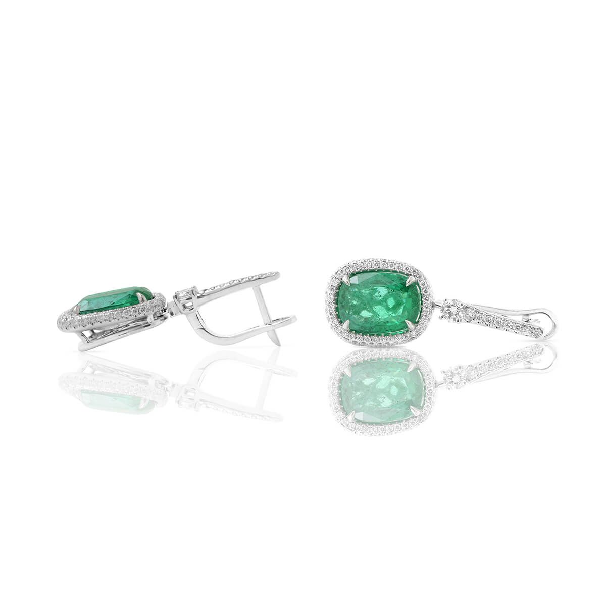 Natural Green Zambia Emerald Earrings, 7.50 Ct. TW, GRS Certified, GRS2016-111476, Unheated