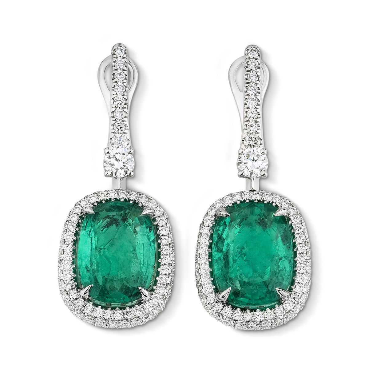 Natural Green Zambia Emerald Earrings, 7.50 Ct. TW, GRS Certified, GRS2016-111476, Unheated