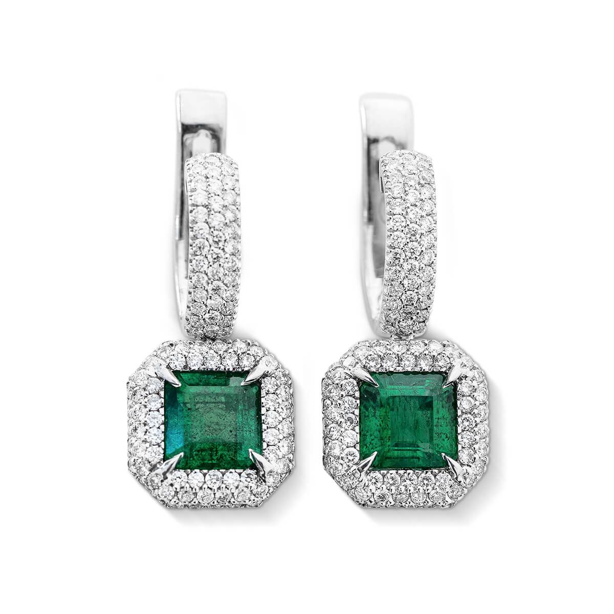 Natural Green Emerald Earrings, 4.49 Ct. TW, IGL Certified, J86402831IL, Unheated
