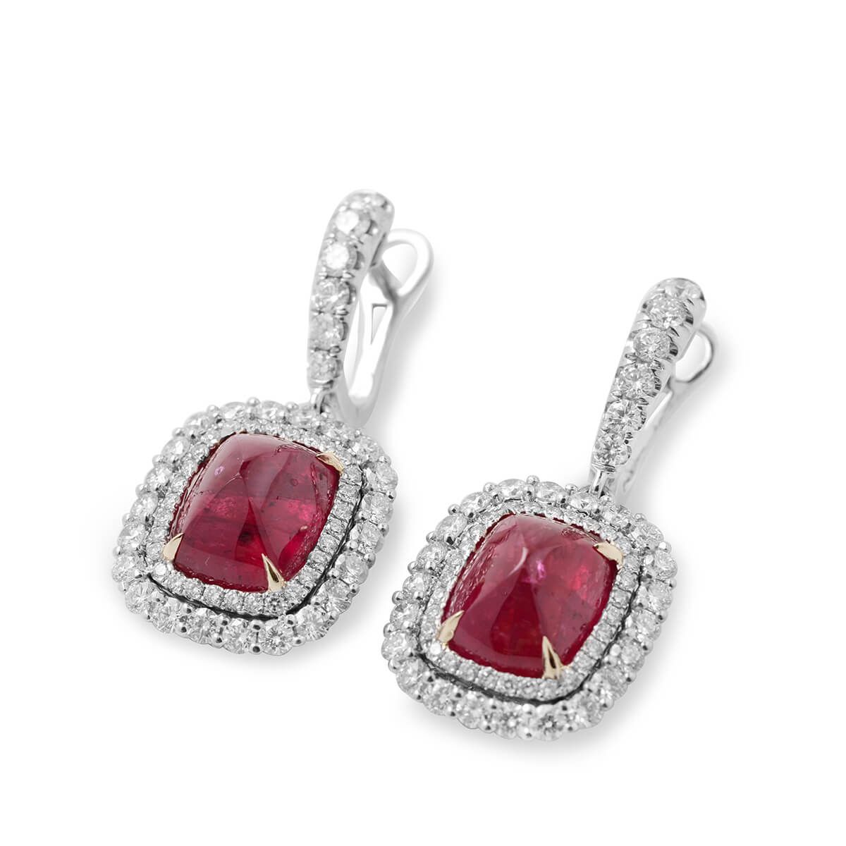 Natural Red Tanzania Ruby Earrings, 12.11 Ct. (14.84 Ct. TW), GRS Certified, GRS2010-112293, Unheated