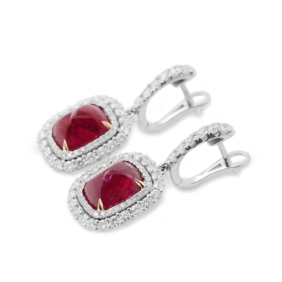 Natural Red Tanzania Ruby Earrings, 12.11 Ct. (14.84 Ct. TW), GRS Certified, GRS2010-112293, Unheated