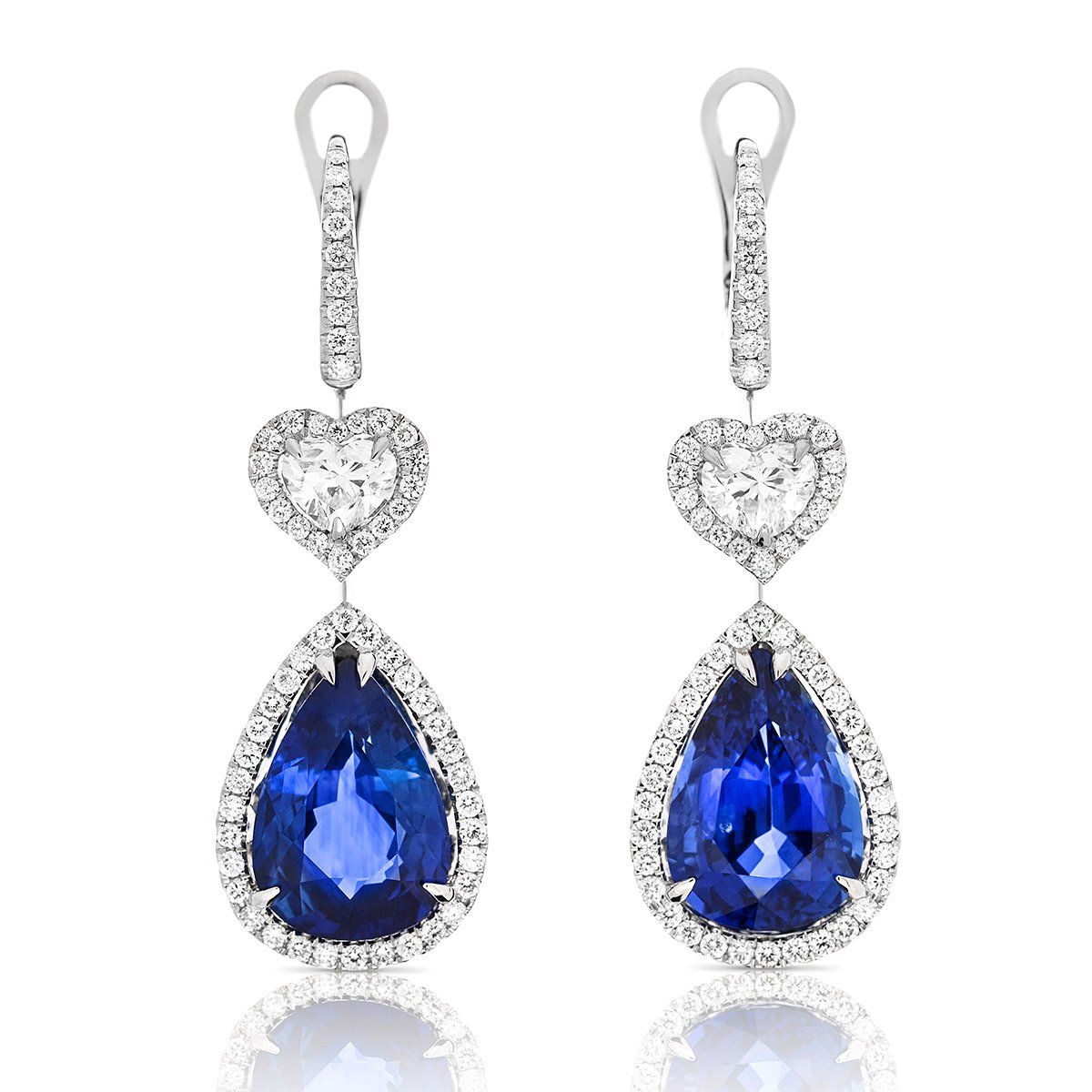 Natural Vivid Blue Sri-Lanka Sapphire Earrings, 12.35 Ct. (14.41 Ct. TW), GRS Certified, GRS2015-016411, Unheated