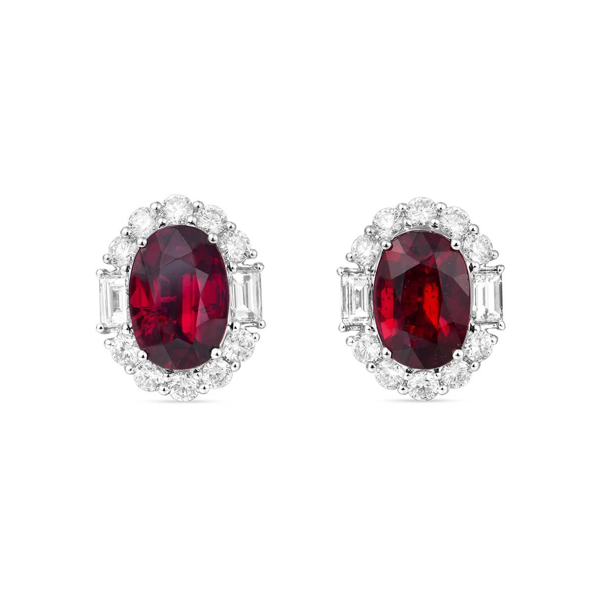 Natural Vivid Red Ruby Earrings, 8.00 Ct. (10.19 Ct. TW), GRS Certified, JCEG05415740, Unheated