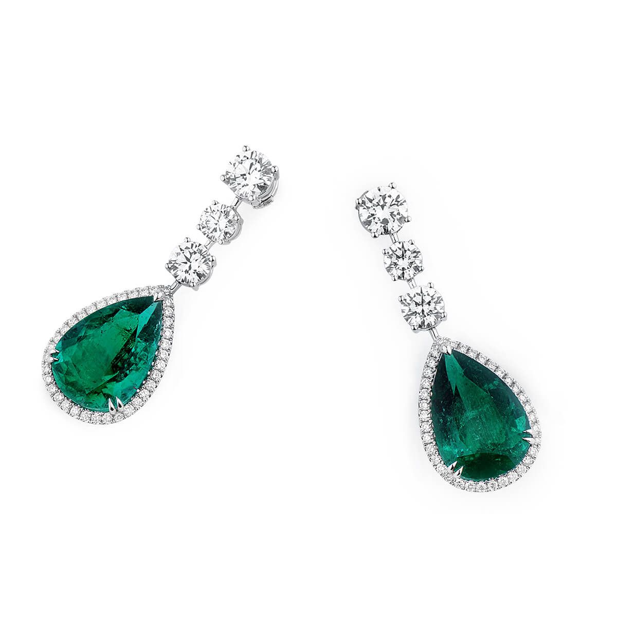 Natural Vivid Green Emerald Earrings, 20.75 Ct. (25.93 Ct. TW), GRS Certified, JCEG05430873, Unheated