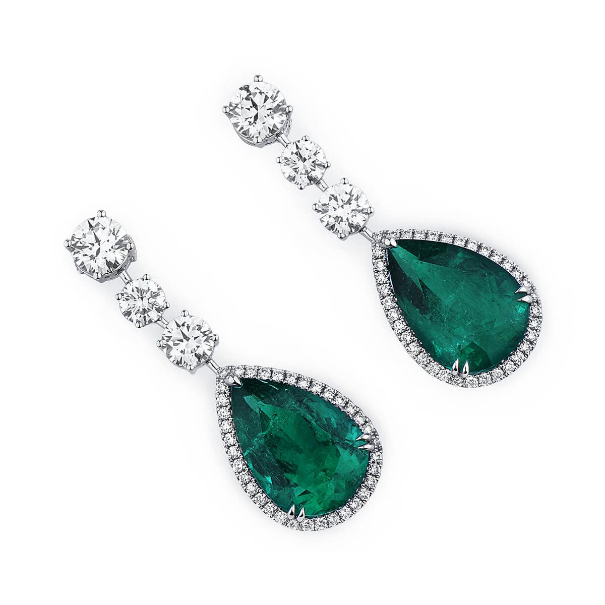 Natural Vivid Green Emerald Earrings, 20.75 Ct. (25.93 Ct. TW), GRS Certified, JCEG05430873, Unheated