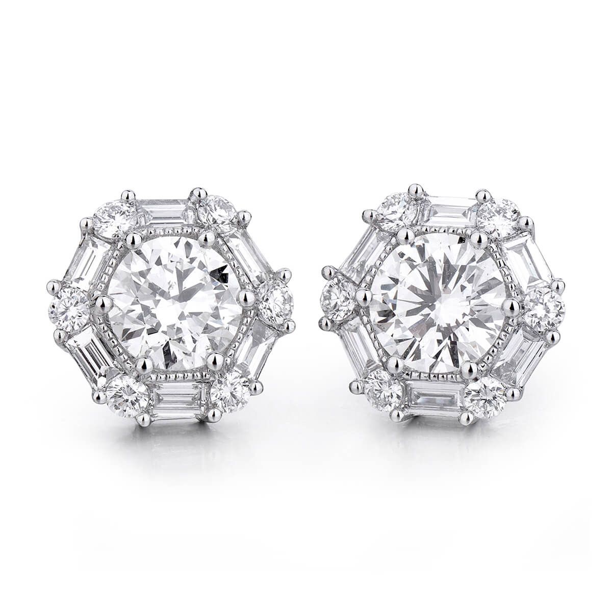  White Diamond Earrings, 1.75 Ct. TW, Round shape, NGTC Certified, JCEW05338242
