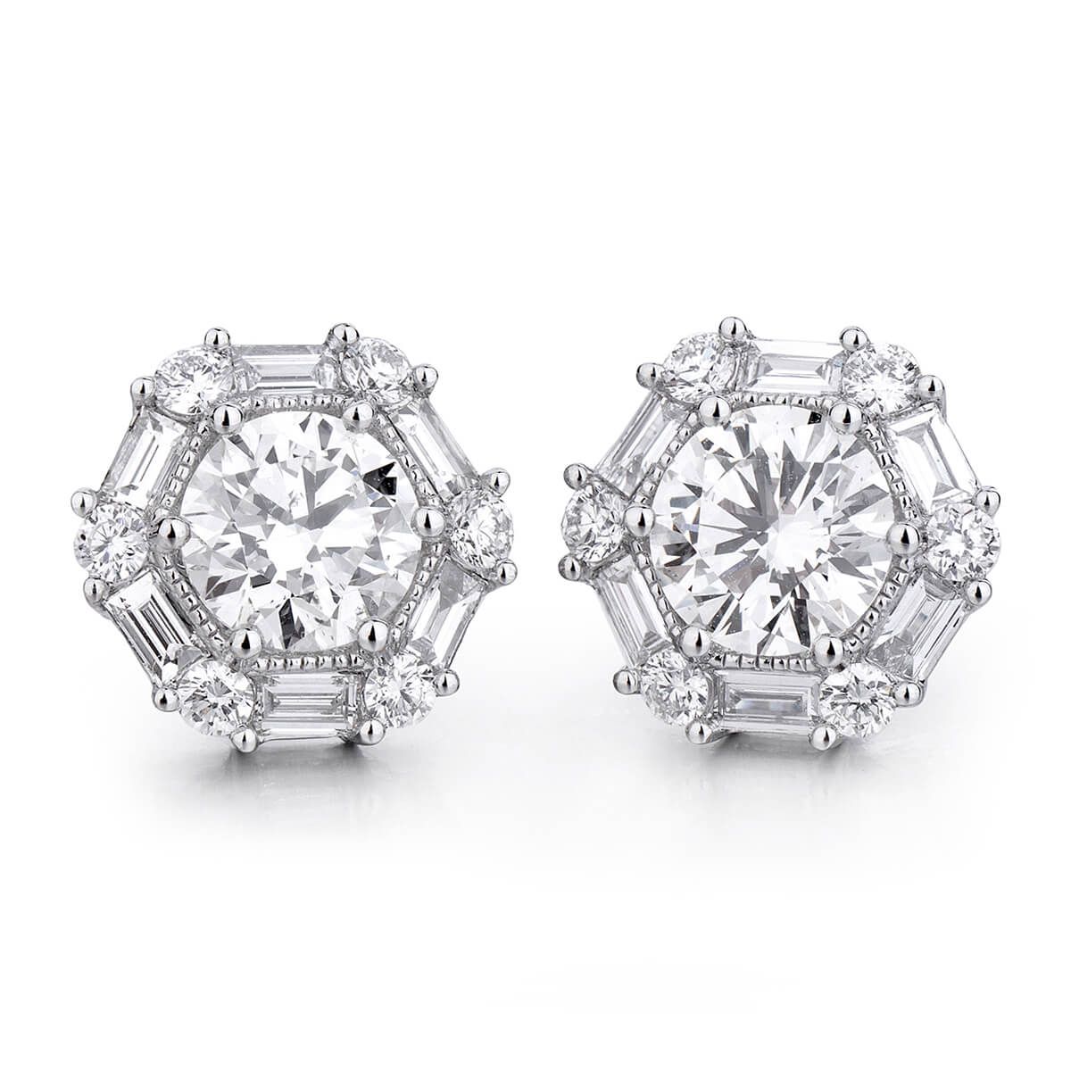  White Diamond Earrings, 2.73 Ct. TW, Round shape, EG_Lab Certified, J5826064132