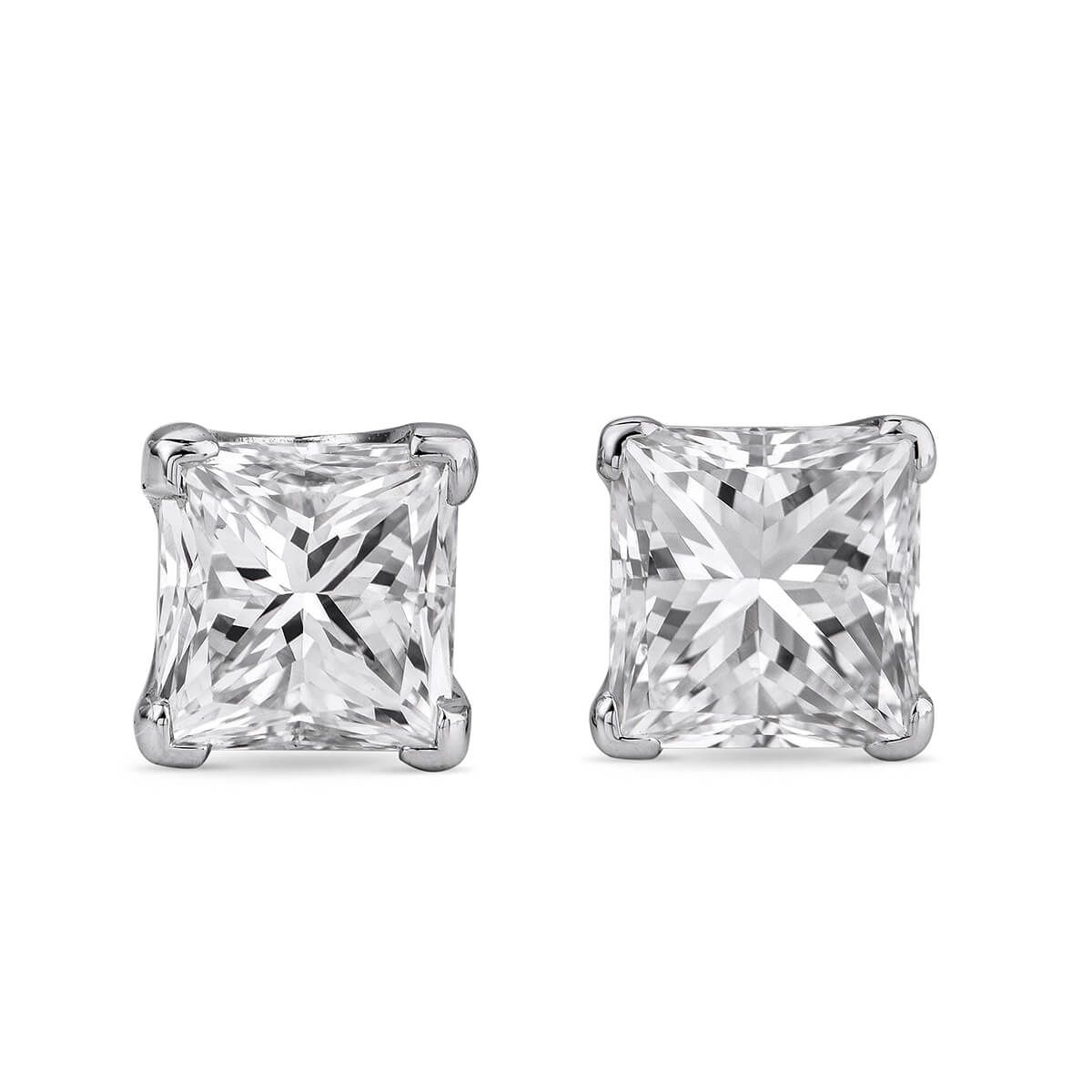  White Diamond Earrings, 0.97 Carat, Princess shape, EG_Lab Certified, J5826070634