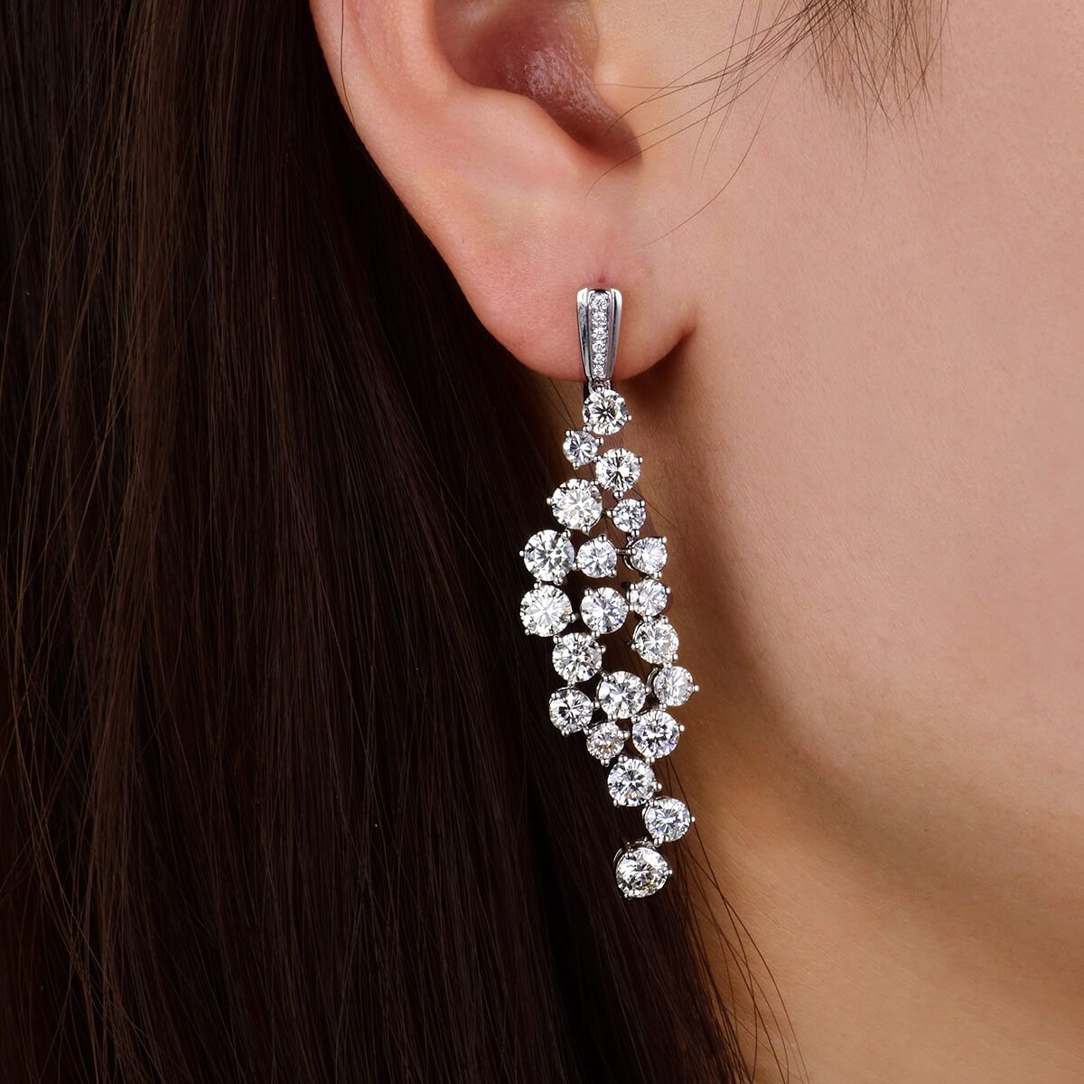  White Diamond Earrings, 10.38 Ct. TW, Round shape, EG_Lab Certified, J5826145536