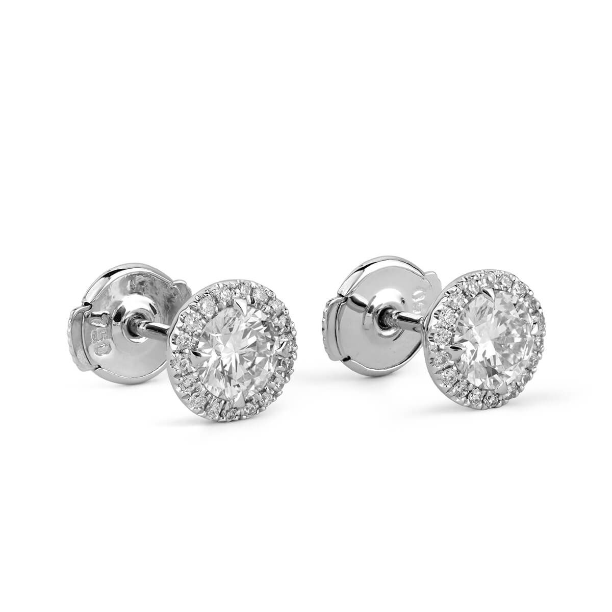  White Diamond Earrings, 0.83 Ct. TW, Round shape