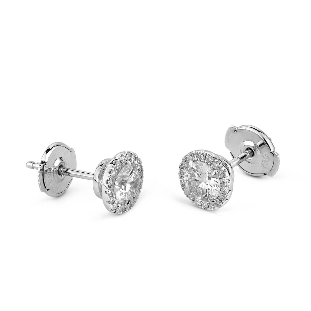  White Diamond Earrings, 0.83 Ct. TW, Round shape