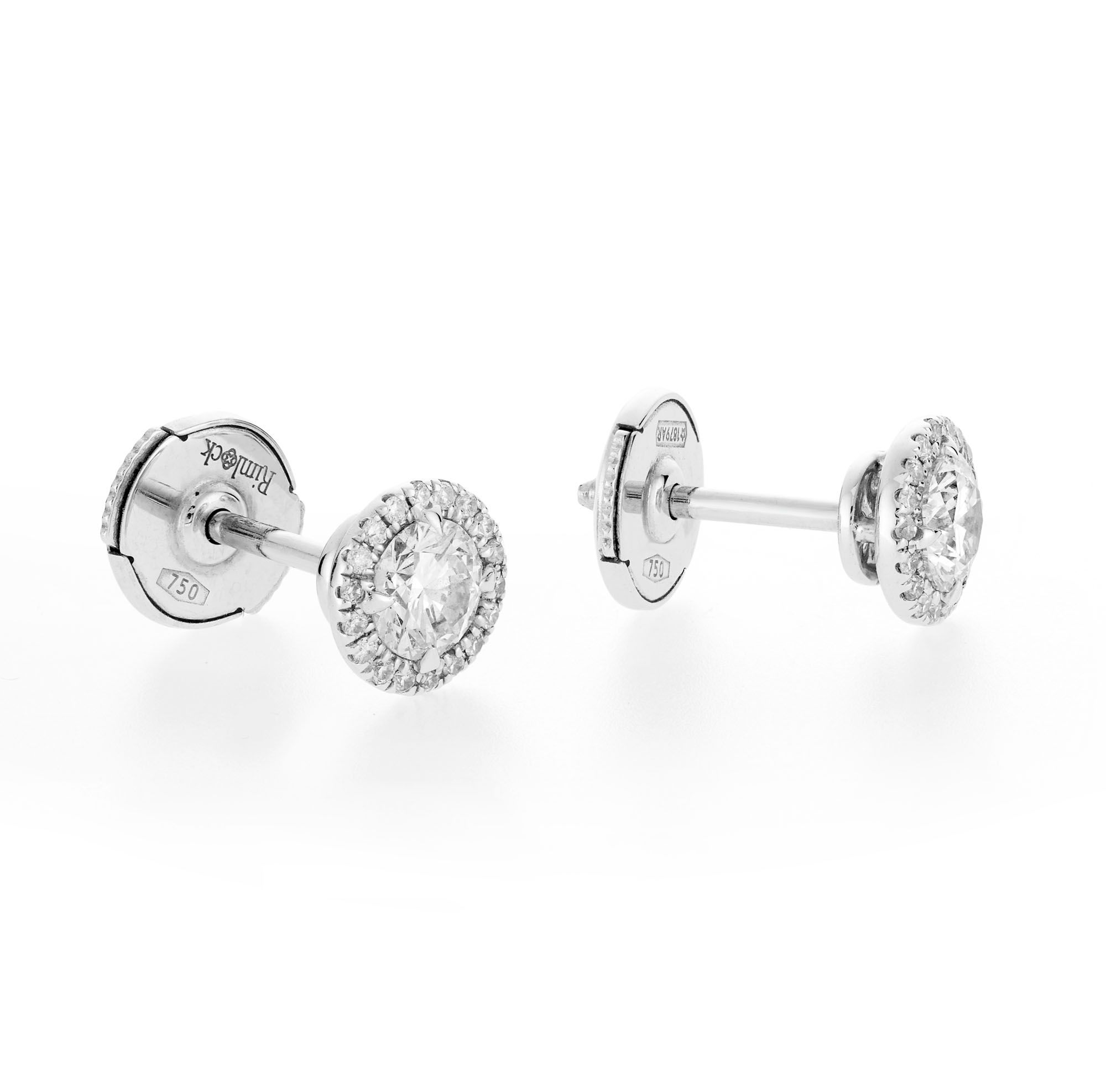 White Diamond Earrings, 0.67 Ct. (0.78 Ct. TW), Round shape