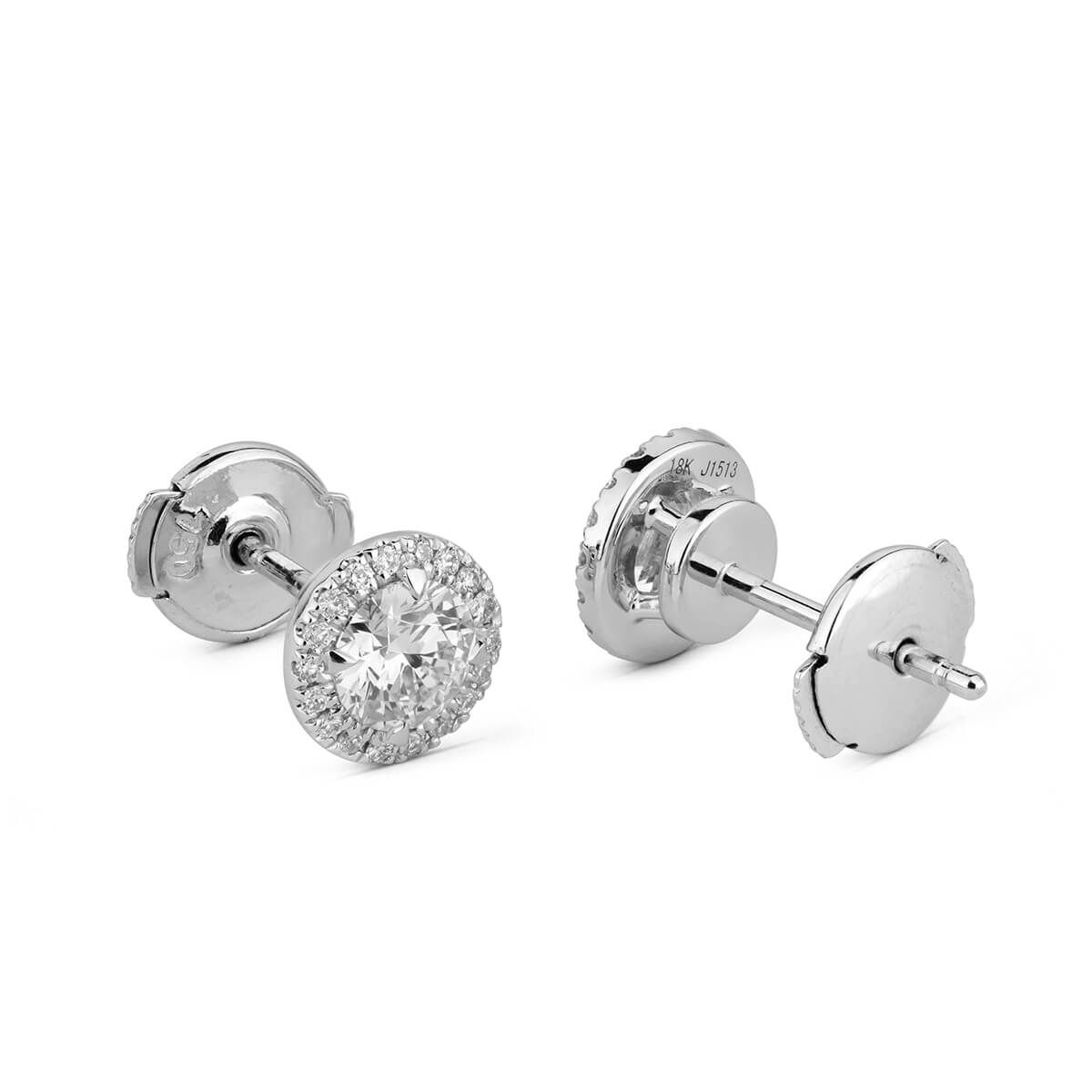 White Diamond Earrings, 0.67 Ct. (0.78 Ct. TW), Round shape