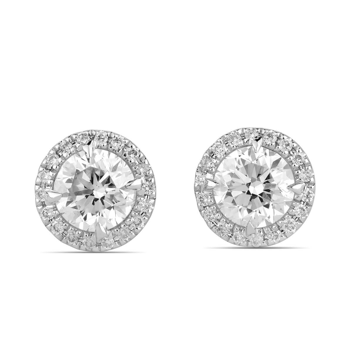  White Diamond Earrings, 1.11 Ct. TW, Round shape