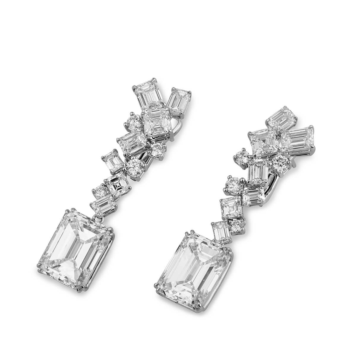 White Diamond Earrings, 14.59 Ct. TW, Emerald shape, GIA Certified, JCEW05384091