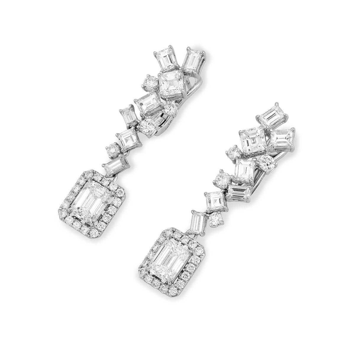  White Diamond Earrings, 5.14 Ct. TW, Emerald shape, GIA Certified, JCEW05393486