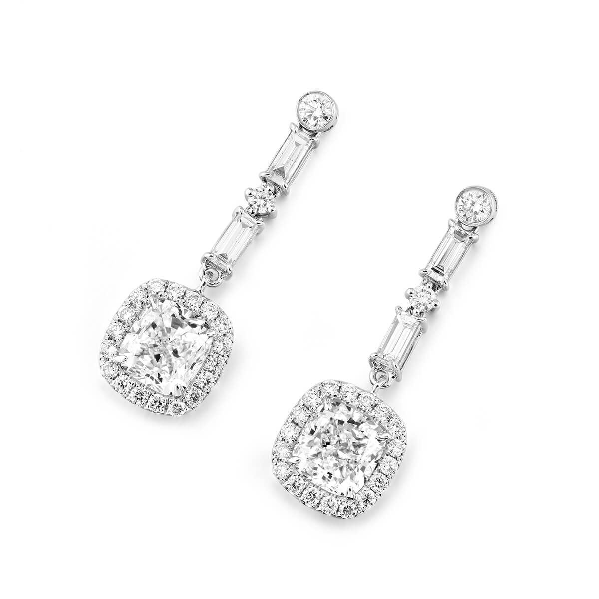  White Diamond Earrings, 2.72 Ct. TW, Cushion shape, GIA Certified, JCEW05408311