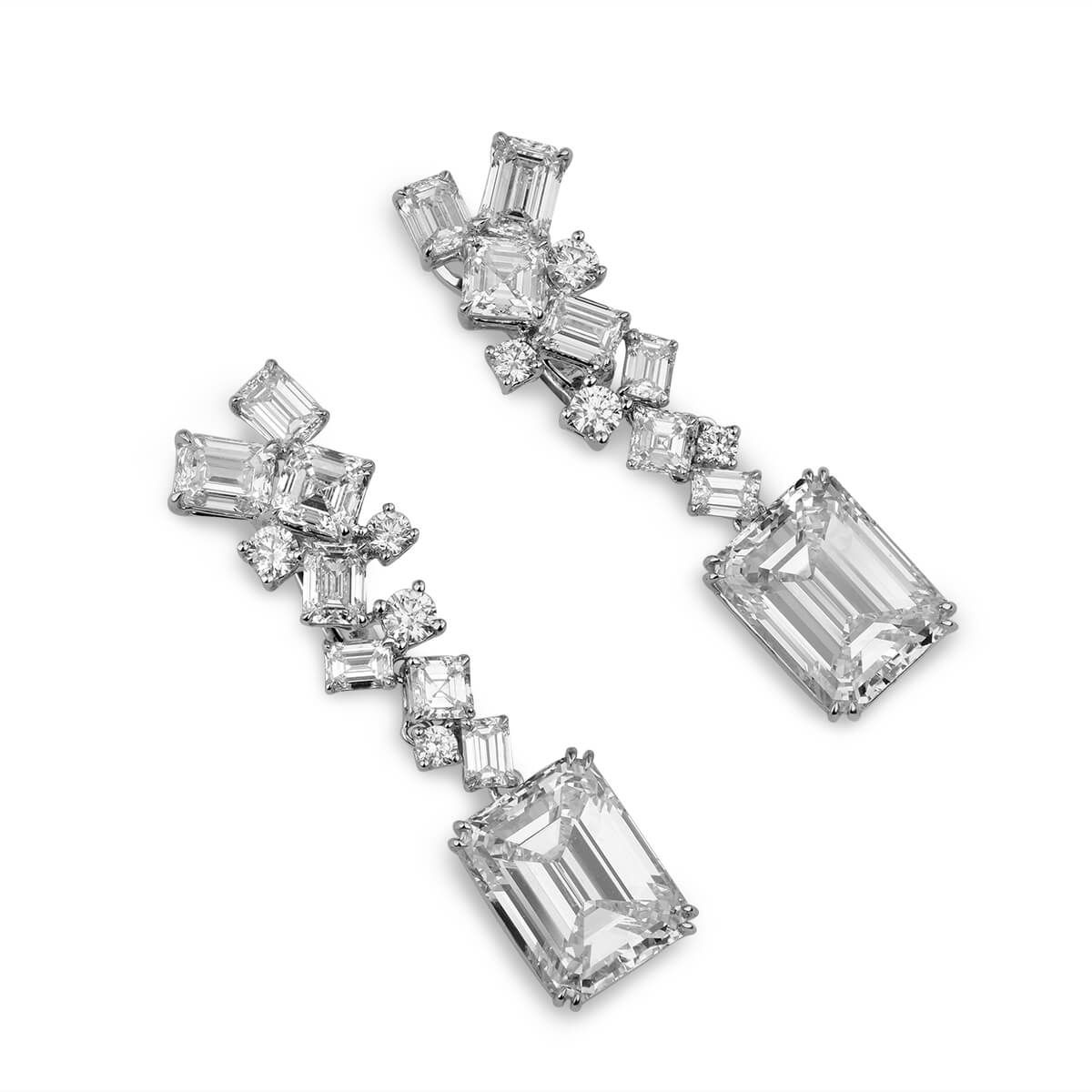  White Diamond Earrings, 10.05 Ct. (14.41 Ct. TW), Emerald shape, GIA Certified, JCEW05413204