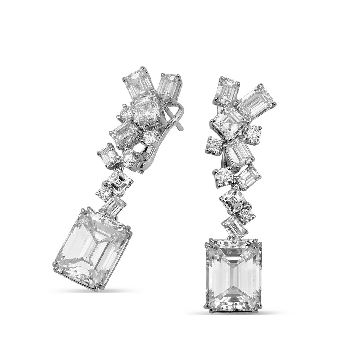  White Diamond Earrings, 10.05 Ct. (14.41 Ct. TW), Emerald shape, GIA Certified, JCEW05413204