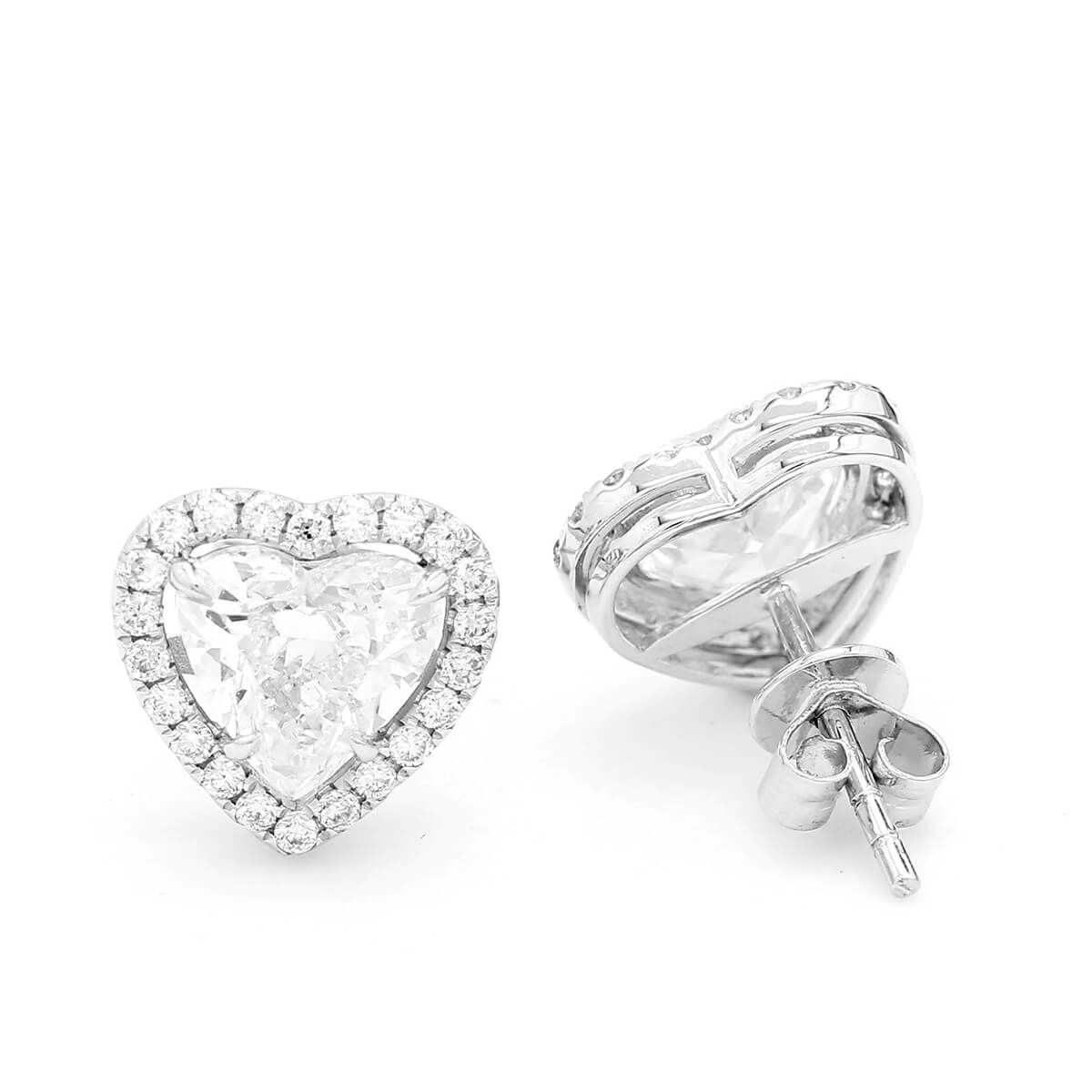  White Diamond Earrings, 2.40 Ct. (2.71 Ct. TW), Heart shape, GIA Certified, JCEW05424175