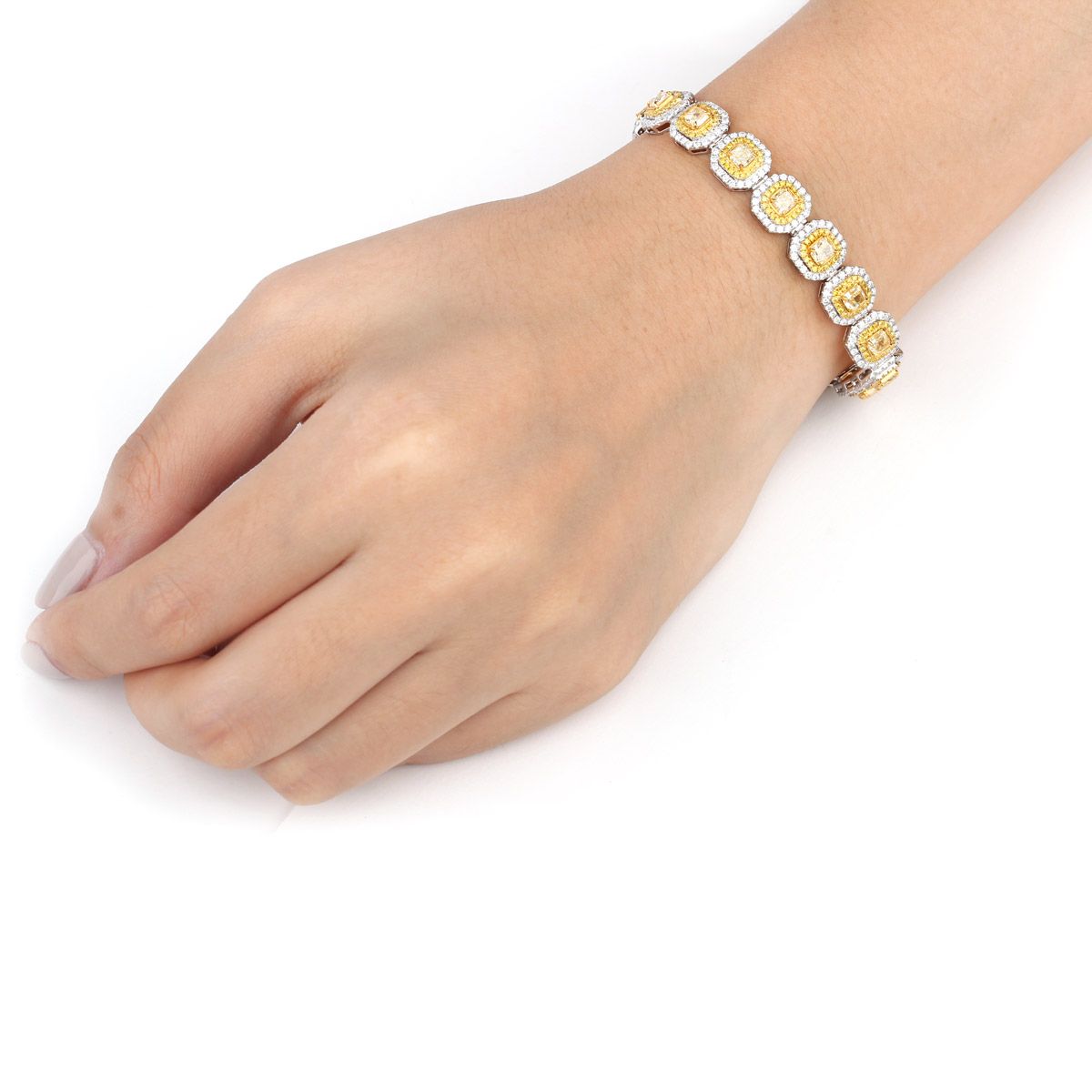 Fancy Yellow Diamond Bracelet, 9.10 Ct. TW, Radiant shape