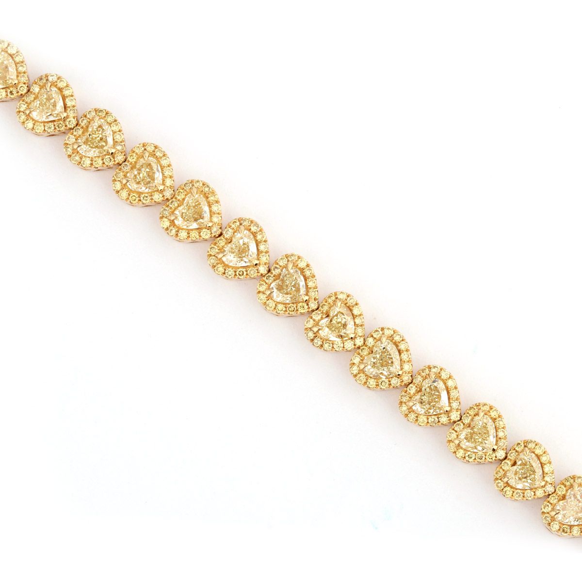 Fancy Light Yellow Diamond Bracelet, 8.94 Ct. TW, Heart shape, EG_Lab Certified, J520169
