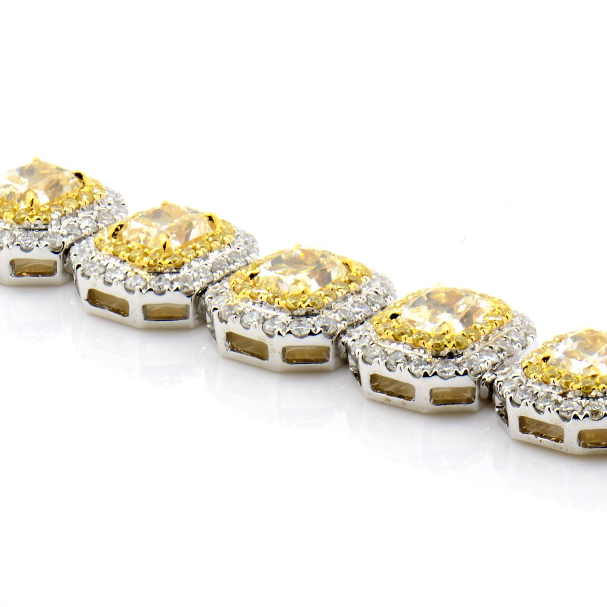 Fancy Yellow Diamond Bracelet, 11.33 Ct. TW, Cushion shape